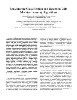 Ransomware Classification and Detection With Machine Learning Algorithms