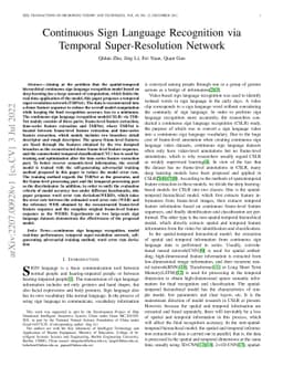 Continuous Sign Language Recognition via Temporal Super-Resolution
  Network
