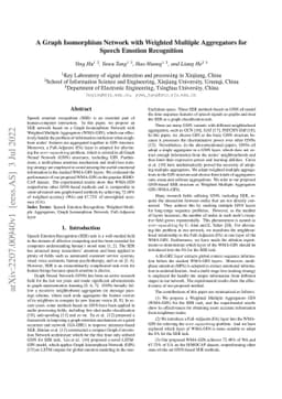 A Graph Isomorphism Network with Weighted Multiple Aggregators for
  Speech Emotion Recognition
