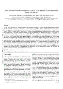 Supervised learning for improving the accuracy of robot-mounted 3D
  camera applied to human gait analysis
