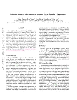 Exploiting Context Information for Generic Event Boundary Captioning