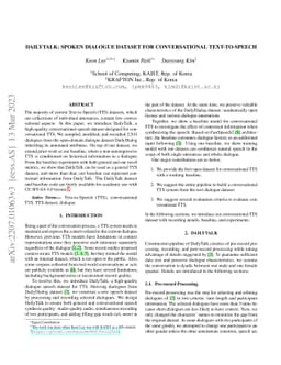 DailyTalk: Spoken Dialogue Dataset for Conversational Text-to-Speech