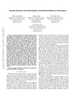 Anomaly Detection with Adversarially Learned Perturbations of Latent
  Space