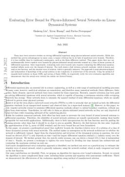 Evaluating Error Bound for Physics-Informed Neural Networks on Linear
  Dynamical Systems