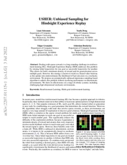 USHER: Unbiased Sampling for Hindsight Experience Replay