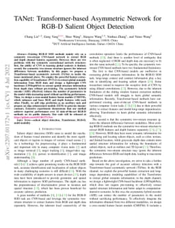 TANet: Transformer-based Asymmetric Network for RGB-D Salient Object
  Detection