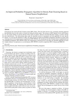 An Improved Probability Propagation Algorithm for Density Peak
  Clustering Based on Natural Nearest Neighborhood