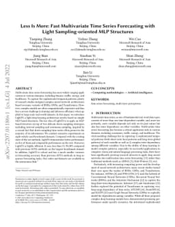 Less Is More: Fast Multivariate Time Series Forecasting with Light
  Sampling-oriented MLP Structures