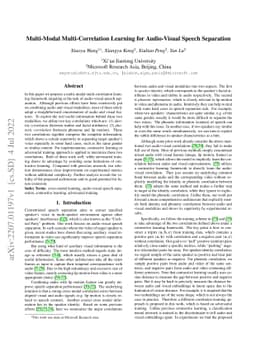 Multi-Modal Multi-Correlation Learning for Audio-Visual Speech
  Separation