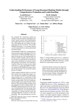 Understanding Performance of Long-Document Ranking Models through
  Comprehensive Evaluation and Leaderboarding