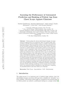 Assessing the Performance of Automated Prediction and Ranking of Patient
  Age from Chest X-rays Against Clinicians