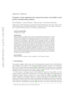 Computer vision application for improved product traceability in the
  granite manufacturing industry