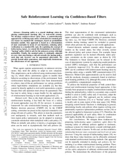 Safe Reinforcement Learning via Confidence-Based Filters