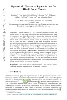 Open-world Semantic Segmentation for LIDAR Point Clouds