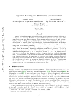 Dynamic Ranking and Translation Synchronization