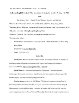 Understanding EFL Student Idea Generation Strategies for Creative
  Writing with NLG Tools