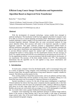 Efficient Lung Cancer Image Classification and Segmentation Algorithm
  Based on Improved Swin Transformer