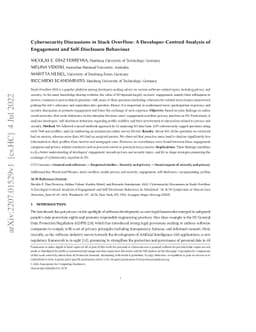 Cybersecurity Discussions in Stack Overflow: A Developer-Centred
  Analysis of Engagement and Self-Disclosure Behaviour