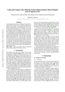 Unify and Conquer: How Phonetic Feature Representation Affects Polyglot
  Text-To-Speech (TTS)