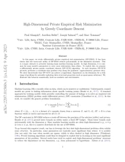 High-Dimensional Private Empirical Risk Minimization by Greedy
  Coordinate Descent
