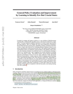 General Policy Evaluation and Improvement by Learning to Identify Few
  But Crucial States