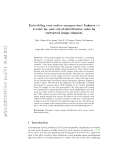 Embedding contrastive unsupervised features to cluster in- and
  out-of-distribution noise in corrupted image datasets