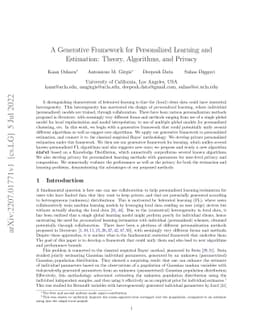 A Generative Framework for Personalized Learning and Estimation: Theory,
  Algorithms, and Privacy