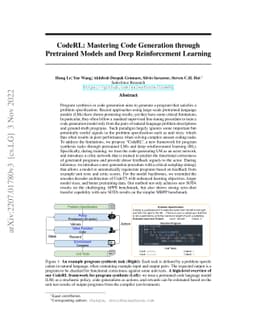 CodeRL: Mastering Code Generation through Pretrained Models and Deep
  Reinforcement Learning