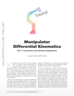 Manipulator Differential Kinematics: Part 2: Acceleration and Advanced
  Applications