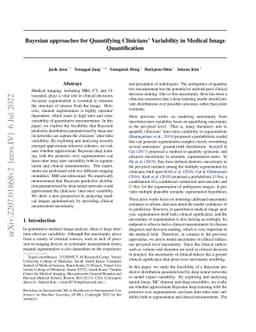 Bayesian approaches for Quantifying Clinicians' Variability in Medical
  Image Quantification
