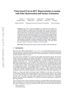 Vision-based Uneven BEV Representation Learning with Polar Rasterization
  and Surface Estimation