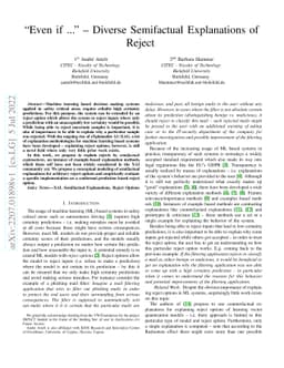 "Even if ..." -- Diverse Semifactual Explanations of Reject