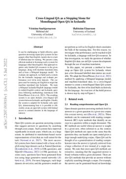 Cross-Lingual QA as a Stepping Stone for Monolingual Open QA in
  Icelandic