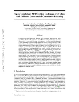 Open-Vocabulary 3D Detection via Image-level Class and Debiased
  Cross-modal Contrastive Learning