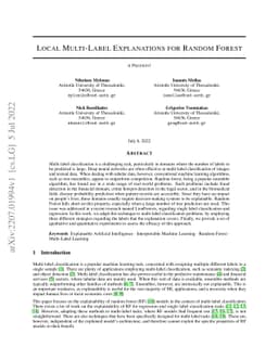 Local Multi-Label Explanations for Random Forest