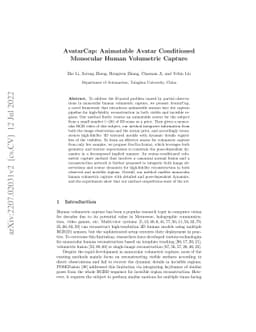 AvatarCap: Animatable Avatar Conditioned Monocular Human Volumetric
  Capture