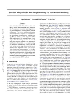 Test-time Adaptation for Real Image Denoising via Meta-transfer Learning