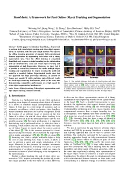 SiamMask: A Framework for Fast Online Object Tracking and Segmentation