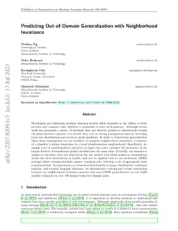 Predicting Out-of-Domain Generalization with Neighborhood Invariance