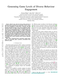 Generating Game Levels of Diverse Behaviour Engagement