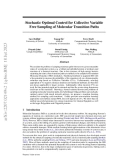 Stochastic Optimal Control for Collective Variable Free Sampling of
  Molecular Transition Paths