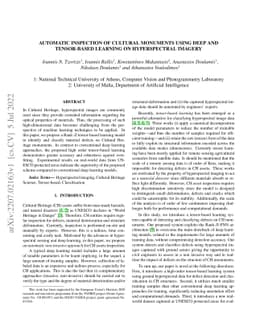 Automatic inspection of cultural monuments using deep and tensor-based
  learning on hyperspectral imagery