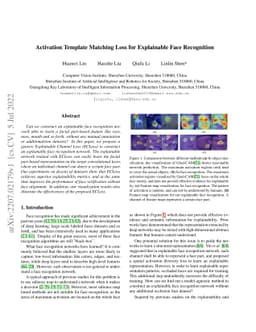 Activation Template Matching Loss for Explainable Face Recognition