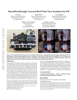 NeuralPassthrough: Learned Real-Time View Synthesis for VR
