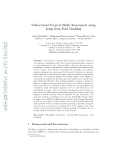 Video-based Surgical Skills Assessment using Long term Tool Tracking