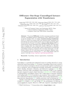 OSFormer: One-Stage Camouflaged Instance Segmentation with Transformers