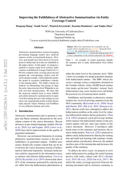 Improving the Faithfulness of Abstractive Summarization via Entity
  Coverage Control