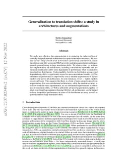 Generalization to translation shifts: a study in architectures and
  augmentations
