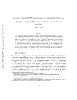 Instance-optimal PAC Algorithms for Contextual Bandits