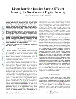 Linear Jamming Bandits: Sample-Efficient Learning for Non-Coherent
  Digital Jamming
